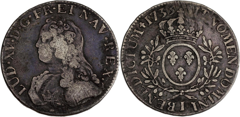 FRANCE / CAPÉTIENS - FRANCE / ROYAL
Louis XV (1715-1774). Écu aux rameaux d’oliv...