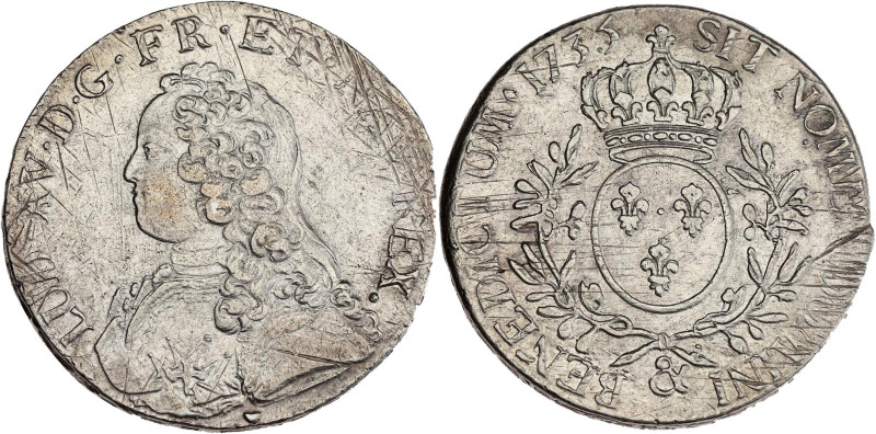 FRANCE / CAPÉTIENS - FRANCE / ROYAL
Louis XV (1715-1774). Écu aux rameaux d’oliv...