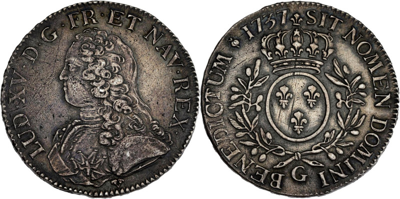 FRANCE / CAPÉTIENS - FRANCE / ROYAL
Louis XV (1715-1774). Écu aux rameaux d’oliv...