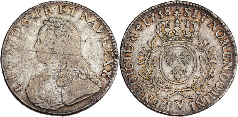 FRANCE / CAPÉTIENS - FRANCE / ROYAL
Louis XV (1715-1774). Écu aux rameaux d’oliv...