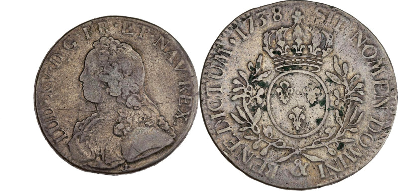 FRANCE / CAPÉTIENS - FRANCE / ROYAL
Louis XV (1715-1774). Écu aux rameaux d’oliv...