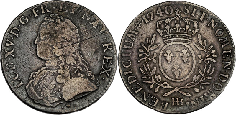 FRANCE / CAPÉTIENS - FRANCE / ROYAL
Louis XV (1715-1774). Écu aux rameaux d’oliv...