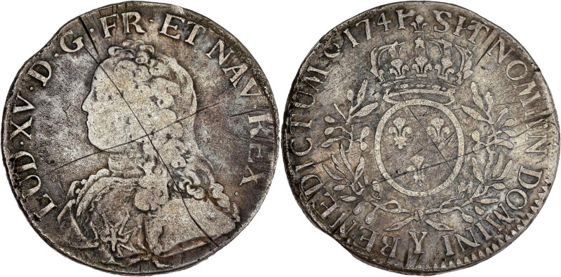 FRANCE / CAPÉTIENS - FRANCE / ROYAL
Louis XV (1715-1774). Écu aux rameaux d’oliv...