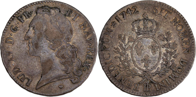 FRANCE / CAPÉTIENS - FRANCE / ROYAL
Louis XV (1715-1774). Écu au bandeau 1742, B...