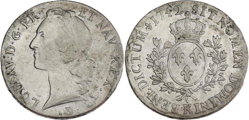 FRANCE / CAPÉTIENS - FRANCE / ROYAL
Louis XV (1715-1774). Écu au bandeau 1742, K...