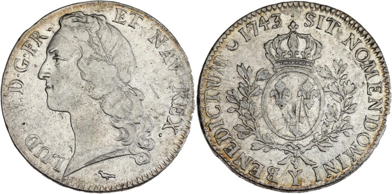 FRANCE / CAPÉTIENS - FRANCE / ROYAL
Louis XV (1715-1774). Écu au bandeau 1743/2,...