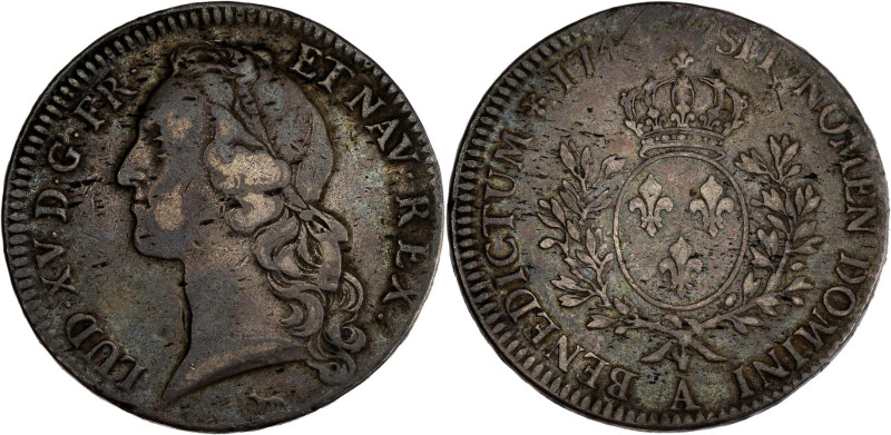 FRANCE / CAPÉTIENS - FRANCE / ROYAL
Louis XV (1715-1774). Écu au bandeau 1744, A...