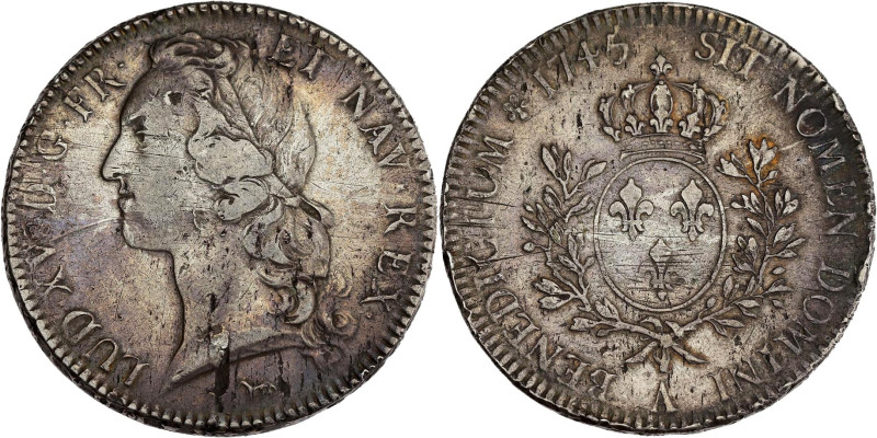 FRANCE / CAPÉTIENS - FRANCE / ROYAL
Louis XV (1715-1774). Écu au bandeau 1745/4,...