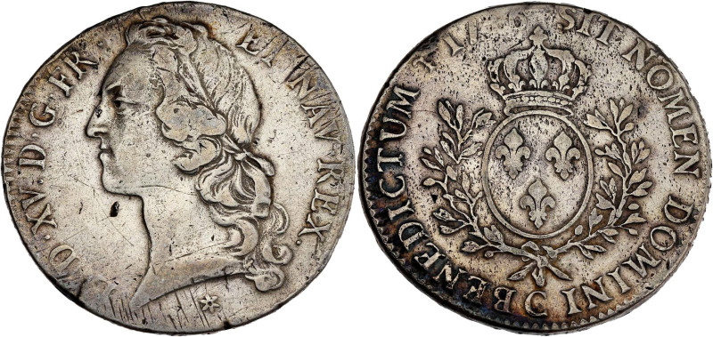 FRANCE / CAPÉTIENS - FRANCE / ROYAL
Louis XV (1715-1774). Écu au bandeau 1746, C...