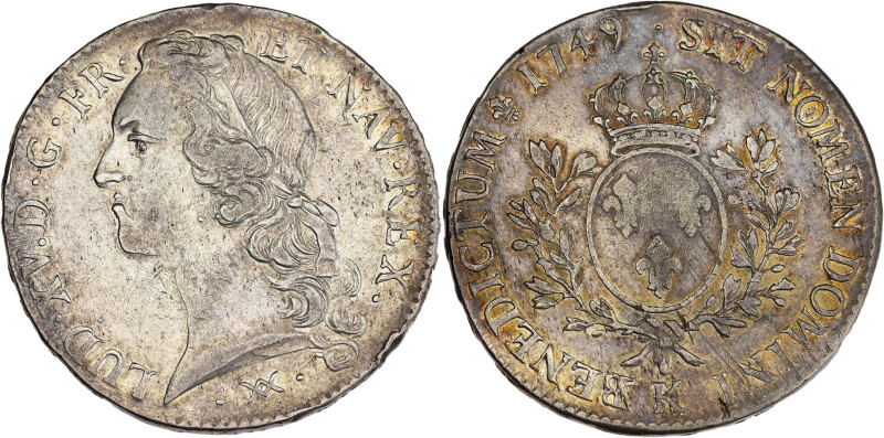 FRANCE / CAPÉTIENS - FRANCE / ROYAL
Louis XV (1715-1774). Écu au bandeau 1749/8,...