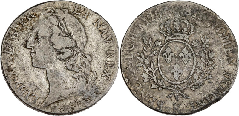 FRANCE / CAPÉTIENS - FRANCE / ROYAL
Louis XV (1715-1774). Écu au bandeau 1751, K...