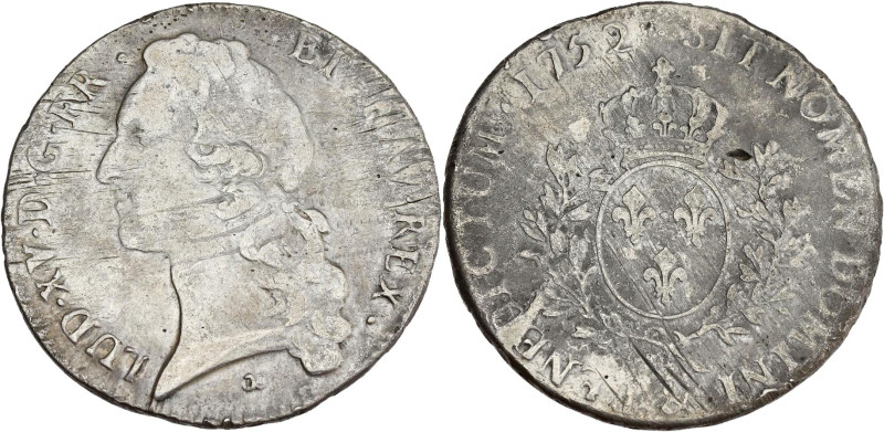 FRANCE / CAPÉTIENS - FRANCE / ROYAL
Louis XV (1715-1774). Écu au bandeau 1752, &...