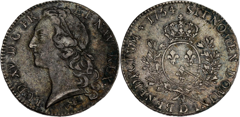 FRANCE / CAPÉTIENS - FRANCE / ROYAL
Louis XV (1715-1774). Écu au bandeau 1754, D...