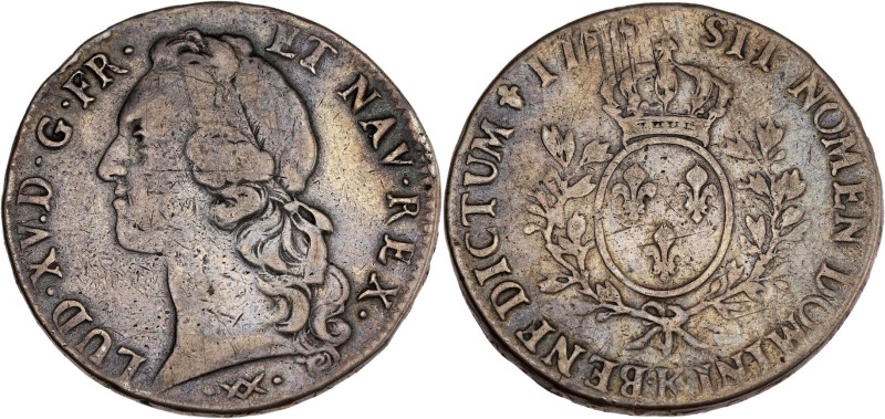 FRANCE / CAPÉTIENS - FRANCE / ROYAL
Louis XV (1715-1774). Écu au bandeau 1755/4,...