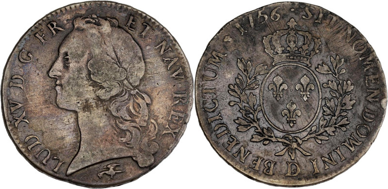 FRANCE / CAPÉTIENS - FRANCE / ROYAL
Louis XV (1715-1774). Écu au bandeau 1756, D...