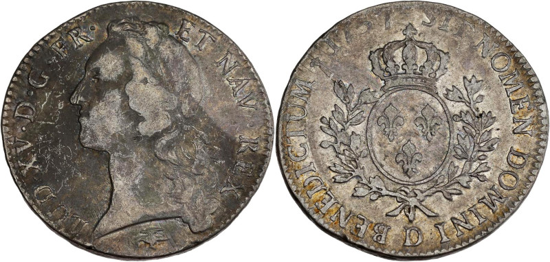 FRANCE / CAPÉTIENS - FRANCE / ROYAL
Louis XV (1715-1774). Écu au bandeau 1757, D...