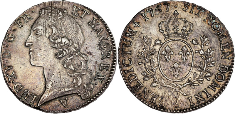 FRANCE / CAPÉTIENS - FRANCE / ROYAL
Louis XV (1715-1774). Écu au bandeau 1757, I...