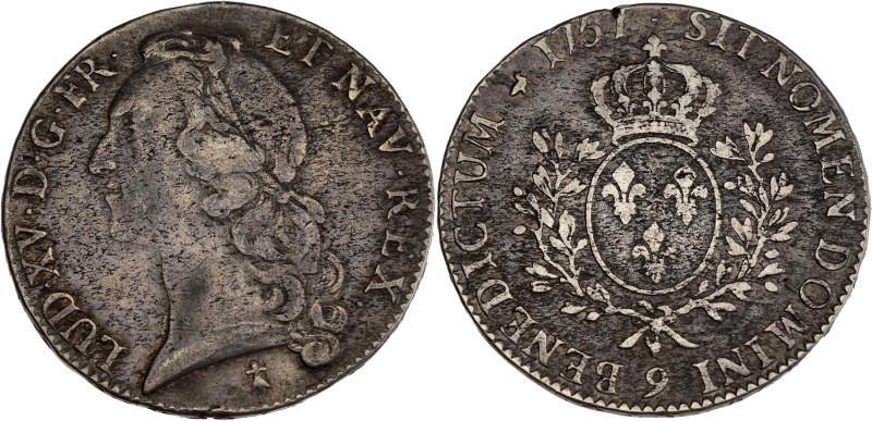 FRANCE / CAPÉTIENS - FRANCE / ROYAL
Louis XV (1715-1774). Écu au bandeau 1757, 9...