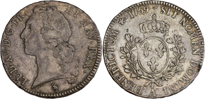 FRANCE / CAPÉTIENS - FRANCE / ROYAL
Louis XV (1715-1774). Écu au bandeau 1759, 2...