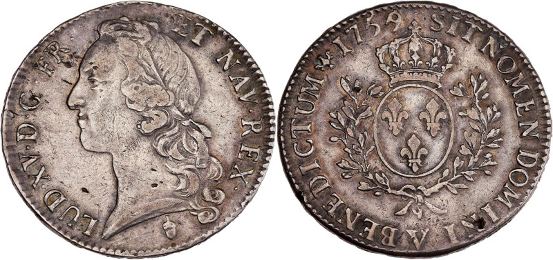 FRANCE / CAPÉTIENS - FRANCE / ROYAL
Louis XV (1715-1774). Écu au bandeau 1759/5,...