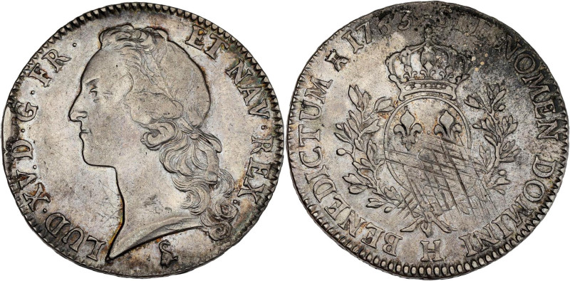 FRANCE / CAPÉTIENS - FRANCE / ROYAL
Louis XV (1715-1774). Écu au bandeau 1763, H...