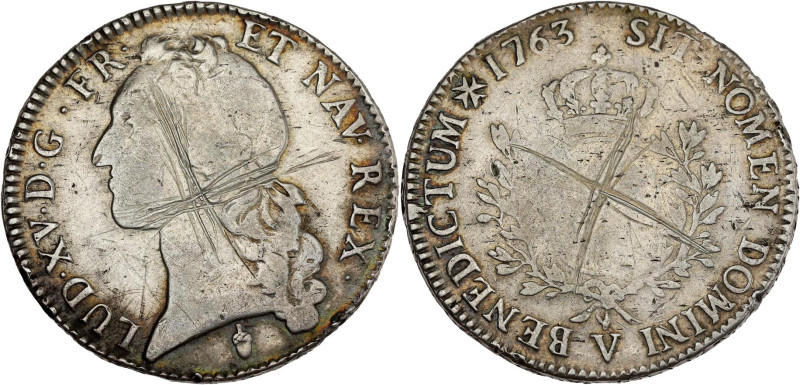 FRANCE / CAPÉTIENS - FRANCE / ROYAL
Louis XV (1715-1774). Écu au bandeau 1763, V...