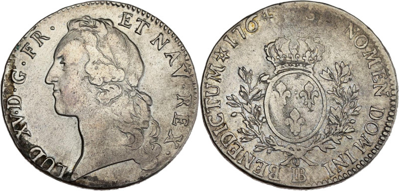 FRANCE / CAPÉTIENS - FRANCE / ROYAL
Louis XV (1715-1774). Écu au bandeau 1764, B...