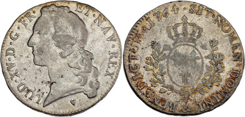 FRANCE / CAPÉTIENS - FRANCE / ROYAL
Louis XV (1715-1774). Écu au bandeau 1764, &...