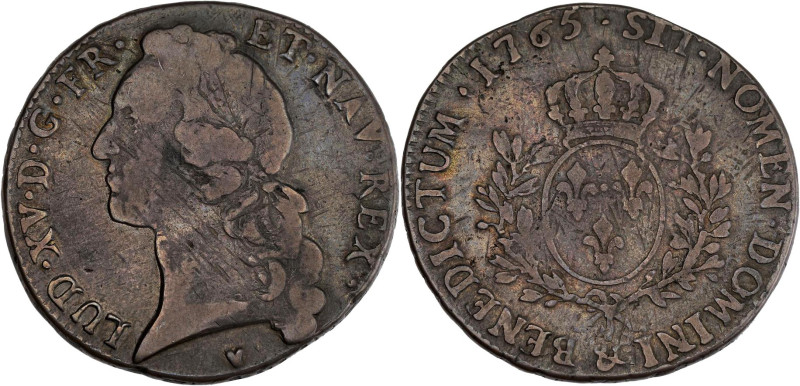 FRANCE / CAPÉTIENS - FRANCE / ROYAL
Louis XV (1715-1774). Écu au bandeau 1765, &...