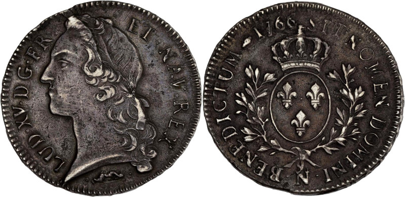 FRANCE / CAPÉTIENS - FRANCE / ROYAL
Louis XV (1715-1774). Écu au bandeau 1766, N...