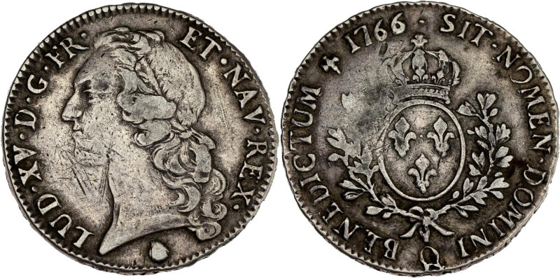 FRANCE / CAPÉTIENS - FRANCE / ROYAL
Louis XV (1715-1774). Écu au bandeau 1766/5,...