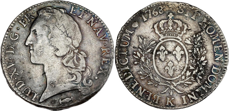 FRANCE / CAPÉTIENS - FRANCE / ROYAL
Louis XV (1715-1774). Écu au bandeau 1768, K...