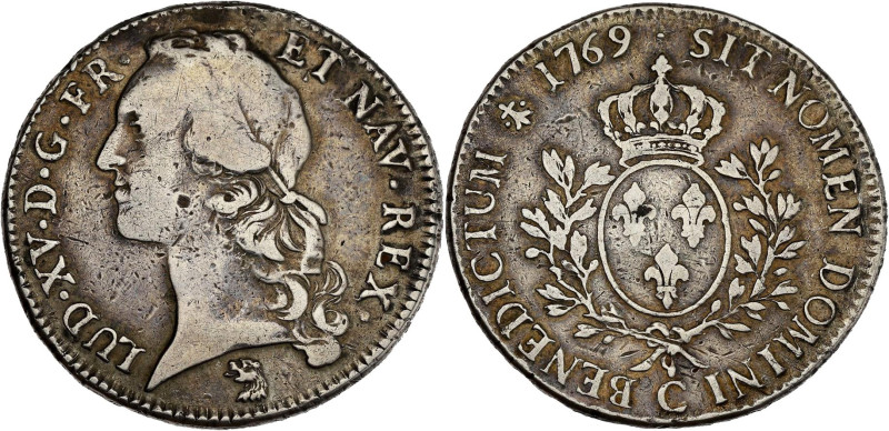 FRANCE / CAPÉTIENS - FRANCE / ROYAL
Louis XV (1715-1774). Écu au bandeau 1769, C...