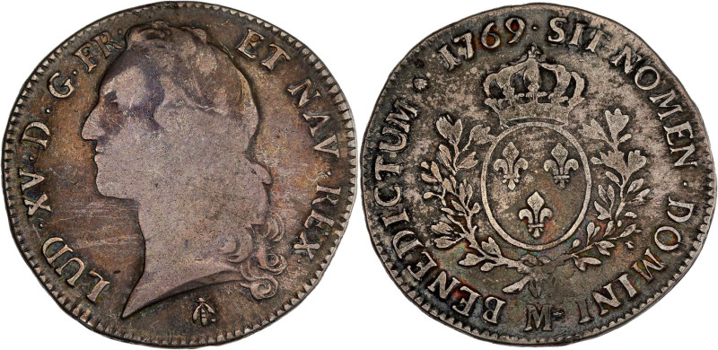 FRANCE / CAPÉTIENS - FRANCE / ROYAL
Louis XV (1715-1774). Écu au bandeau 1769, M...