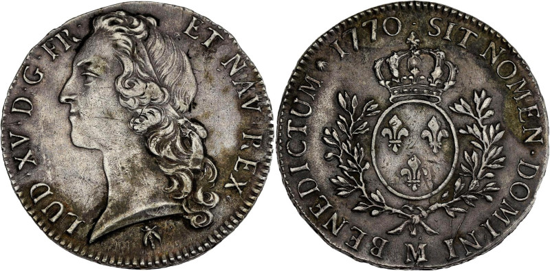 FRANCE / CAPÉTIENS - FRANCE / ROYAL
Louis XV (1715-1774). Écu au bandeau 1770, M...