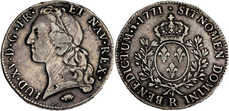 FRANCE / CAPÉTIENS - FRANCE / ROYAL
Louis XV (1715-1774). Écu au bandeau 1771, R...