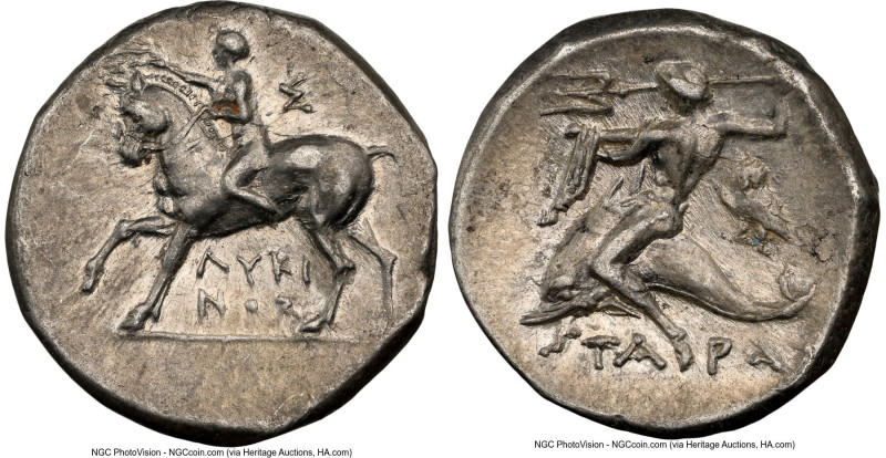 CALABRIA. Tarentum. Ca. 281-240 BC. AR stater or didrachm (20mm, 6.50 gm, 7h). N...