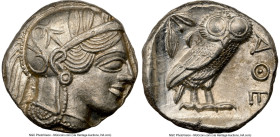 ATTICA. Athens. Ca. 440-404 BC. AR tetradrachm (23mm, 17.20 gm, 1h). NGC MS 5/5 - 4/5. Mid-mass coinage issue. Head of Athena right, wearing earring, ...