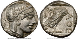ATTICA. Athens. Ca. 440-404 BC. AR tetradrachm (23mm, 17.22 gm, 7h). NGC MS 5/5 - 4/5. Mid-mass coinage issue. Head of Athena right, wearing earring, ...