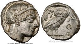 ATTICA. Athens. Ca. 440-404 BC. AR tetradrachm (24mm, 17.23 gm, 2h). NGC MS 5/5 - 4/5. Mid-mass coinage issue. Head of Athena right, wearing earring, ...