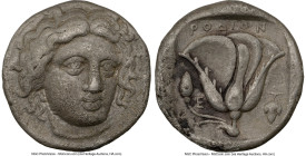 CARIAN ISLANDS. Rhodes. Ca. 340-316 BC. AR tetradrachm (23mm, 14.85 gm, 12h). NGC Choice VF 5/5 - 2/5. Chian standard. Head of Helios facing, turned s...