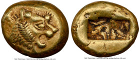 LYDIAN KINGDOM. Alyattes or Walwet (ca. 610-546 BC). EL third-stater or trite (13mm, 4.70 gm). NGC Choice VF 5/5 - 4/5, countermarks. Lydo-Milesian st...