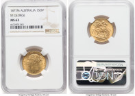 Victoria gold "St. George" Sovereign 1877-M MS63 NGC, KM7. An appealing Choice example with a champagne gloss. HID09801242017 © 2024 Heritage Auctions...