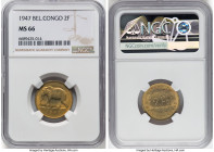 Belgian Colony 2 Francs 1947 MS66 NGC, Pretoria mint, KM28. HID09801242017 © 2024 Heritage Auctions | All Rights Reserved