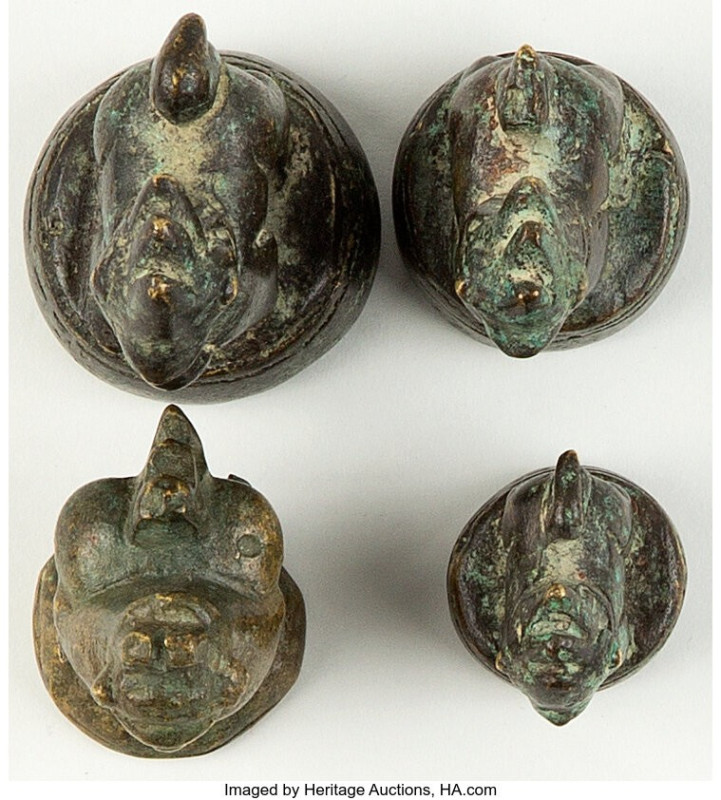 4-Piece Lot of "Tò" Standard or Opium Weights ND (19th c.) XF, 1) Weight of 154....