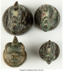 4-Piece Lot of "Tò" Standard or Opium Weights ND (19th c.) XF, 1) Weight of 154.9gm. Height: 50mm. 2) Weight of 108.4gm. Height: 43mm. 3) Weight of 78...