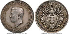Sisowath Monivong silver "Coronation" Medal 1928 AU58 NGC, Lec-146, 34mm. Plain edge. Struck for the coronation of Sisowath Monivong. HID09801242017 ©...