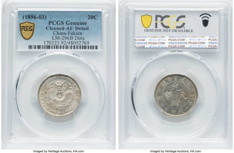 Fukien. Kuang-hsü 20 Cents ND (1896-1903) AU Details (Cleaned) PCGS, Fu mint, KM...