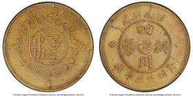 Szechuan. Republic brass 20 Cash Year 3 ND (1914) AU58 PCGS, KM-Y448.1, CL-SCJ.23. Three rosettes on obverse variety. A coveted type when approaching ...