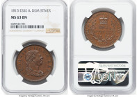 British Colony. George III Stiver 1813 MS63 Brown NGC, London mint, KM10. One-year type. Dressed in sienna and clearing the hurdle into Choice, which ...